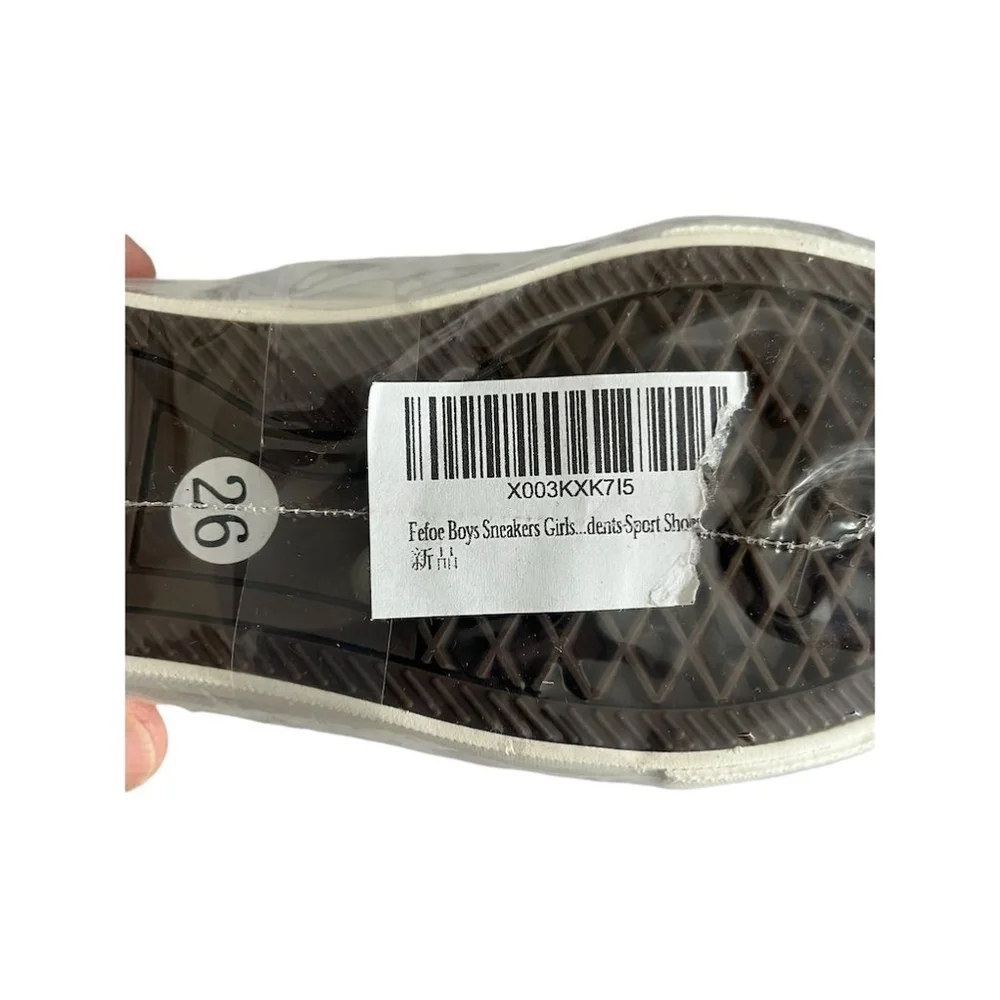 Fashion Fefoe Sneakers Youth Unisex Size 9.5 White Canvas